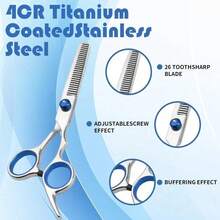 Professional 4-In-1 Cat & Dog Grooming Scissors Set, Round Tip, Sharp & Durable, Grooming Dog Scissors, Includes Straight Scissors, Curved Scissors, Thinning Scissors And Comb, High-End Pet Supplies, Halloween & Christmas Gift - Multicolor - View 11