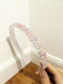 1 chiếc băng đô cài tóc màu vàng lấp lánh, kiểu dây xích, ngọt ngào và đa năng, thích hợp cho đi chơi, sinh nhật, tạo kiểu tóc mái, phụ kiện tóc đính đá sang trọng, quà tặng ngày Valentine. - Ngôi sao hồng - Xem 3