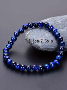 1pc Natural Blue Tiger Eye Stone Bracelet Eagle Eye Stone Cat Eye Men's Hand String 6/8/10MM DIY Hand Jewelry - Stone Bracelet - View 12