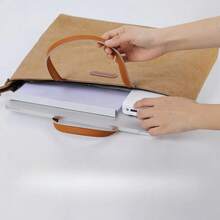 Washed Kraft Paper Notebook Sleeve Compatible With Apple 16inch Single Shoulder Crossbody Large Capacity Laptop Bag - Yellow Paper - View 6