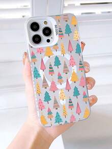 Funda magnética protectora con diseño de árbol de Navidad, diseño moderno de dibujos animados a prueba de golpes, estampado estético encantador, ideal para regalar en Navidad. Compatible con iPhone 17promax 17pro 17Air 17 16promax 16 15 14 13 12 11 Plus Pro Promax S25Ultra S25 S24 S23 S21 FE plus Ultra - Plateado - Ver 12