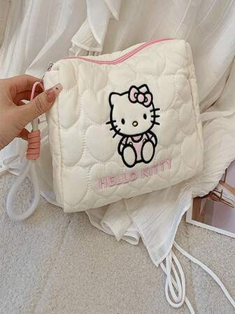  Sanrio Canvas Makeup Bag - Large Capacity, Not Waterproof, Odorless, Can Store Cosmetics, Tools, And Accessories, Bohemian Style, Suitable For Beach Vacations, Bathroom, Bedroom, And Other Occasions.