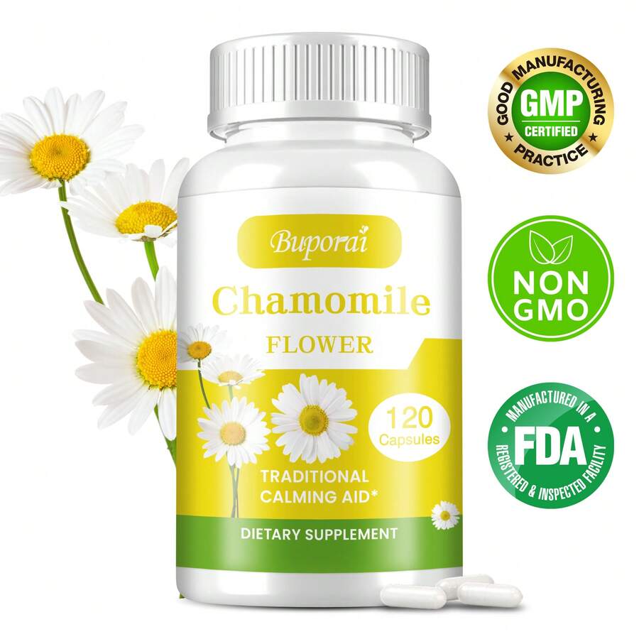 BUPORAI Chamomile Flower Extract 700mg - Relieve Anxiety And Stress, Improve Fatigue, Calm Down, Relax, Sleep Support - 120pcs - 120粒膠囊 - 查看 1