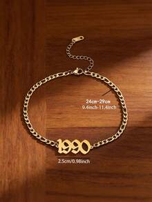 MONALLY 1990~2000 生日数字吊坠脚链，简约可调节 18K 镀金脚链，适合女性日常佩戴和送礼 - 腳鍊 - 查看 11