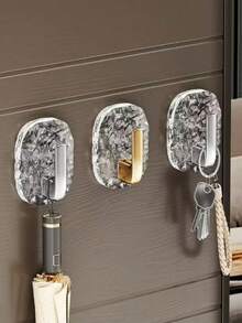 4个装豪华光波纹六角形无痕粘钩，浴室门钩，免钻孔墙装式粘钩 - 彩色 - 查看 3