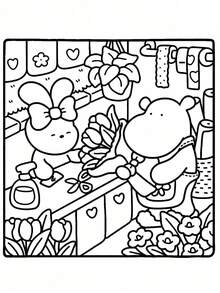 1 Piece Comfortable And Cozy Coloring Book [Cute] Children's Doodle Painting Book, Containing Various Cute Animal Patterns, Montessori Painting Toy, Creative Gift. Easy-To-Color Line Coloring Book, Containing Plant Patterns, Adult Coloring Book [12-Color Marker Set] Gift For Friends, Couples And Family, Back-To-School Supplies - Multicolor - View 7