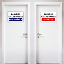 2 Placas Sanitario Exclusivo Funcionários Clientes - Branco - Visão 5