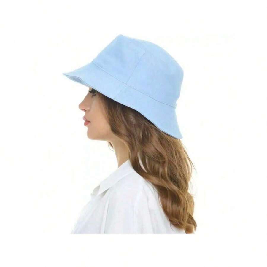 Bucket Hat, Unisex Fisherman's Hat | With Lining And UV Sun Protection | Beachwear, Camping And Leisure - Màu xanh nhạt - Xem 1