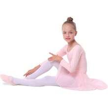 - Leotardos de manga larga con falda de ballet para bailarina - S1- Manga Larga - Rosa Ballet + 4-5T - Ver 7