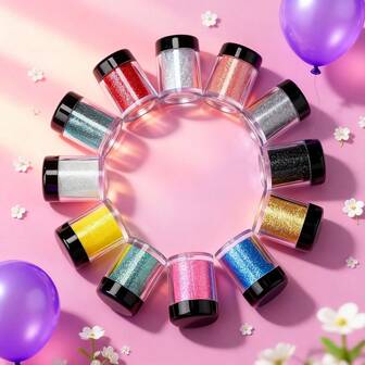 12 Colors Decorative Glitter, DIY Craft Supplies, Decorative Accessories, Arts & Crafts, Birthday Party, Wedding Decor, Party Decoration - 3g/Bottle