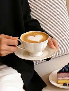 1 set Tasse et soucoupe en céramique pour expresso italien, ensemble petit-déjeuner de couple créatif, tasse à lait de couleur unie, convient pour restaurant, salon, café et pâtisserie, idéal pour l'expresso arabe, turc et italien, parfait pour la maison, le café et le restaurant. - Multicolore - Voir 2