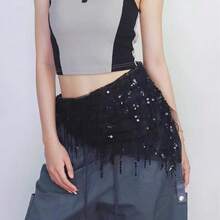 1pc Women Belly Dance Costume, Sequin Fringe Belly Dance Hip Scarf, Thai/Arabian Dance Skirt Waist Belt - Multicolor - View 21