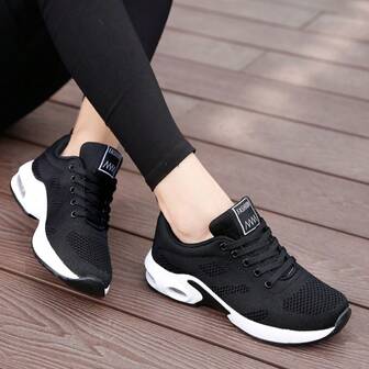 Zapatos deportivos casuales ligeros, versátiles y cómodos para mujeres, zapatillas de running con amortiguación de aire en degradado, zapatos casuales simples con cordones