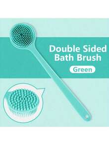 1PC The Long -Handed Silicone Bathing Brush In Line With Ergonomics -Soft, Non -Irritating Bristles, Deep Cleaning And Mild Massage, Sterile, Easy To Clean, Enhanced Soap Or Gel Produce Foam, Suitable For All Skin Types Of Durability