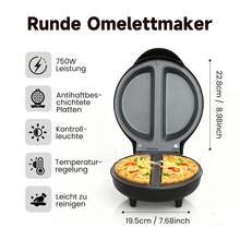 SUPERLEX Máquina de Desayuno Multifuncional y Máquina de Tortitas de Huevo, Plegable a 180° – apta para elaborar huevos fritos al gusto (un solo lado o bien cocidos por ambos lados), tocino, lonchas de jamón, bistec y omelettes de queso y verduras. Equipada con una sartén antiadherente especial de distribución uniforme del calor, ideal para residencias estudiantiles, hogares y oficinas. - Enchufe EU Tipo F(220-240V) - Ver 5