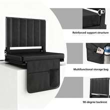 Lcchabls 1 Pc-Outdoor Stadium Seat Portable Folding Bleacher Chair With Back Support, Padded Cushion, Cup Holder, Pocket & Shoulder Strap For Sports Events, Beach, Camping, Picnics(Black) - Black - View 4