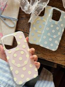 可爱波点时尚手机壳,磁吸无线充电,兼容 17 Pro Max 16 15 14 13 12 Pro Max 14 15 16 Plus 11,高品质简约保护壳,春季复活节礼物 - 淺藍色 - 查看 4