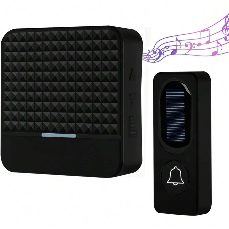 Timbre Inalámbrico para Puerta,1 Transmisor y 1 Receptor,Timbre Impermeable Volumen Ajustable Alcance a 300m con 52 Melodías,4 Niveles de Volumen, LED Indicador - 1 - Ver 1