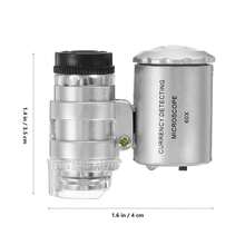 Kính hiển vi bỏ túi 60x có đèn LED, kính lúp 60x, kính lúp tiền tệ. - Bạc - Xem 8