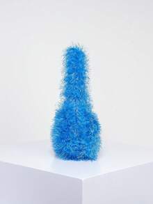 纯色毛绒糖果色手提包，圣诞包，女士礼物，情人节礼物，秋冬礼物，Y2K风格礼物，可定制，可爱，日常使用，购物，约会 - 藍色 - 查看 4