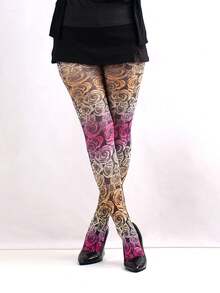 1pc Spring & Autumn Thin Pantyhose For Women, Lip, Plaid, Star Print Tights Leggings - Multicolor - View 17