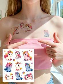 STARTTOOS Sparkling Pink Tattoo Sticker Cartoon Unicorn Star Moon Pattern Temporary Fake Tattoo Sticker Suitable For Fingers, Ears, Shoulders, Neck, Collarbone DIY Daily Party Festival Gift Body Waterproof Realistic Tattoo Sticker - Multicolor - View 18