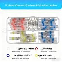 20/50pcs Box PE Heat Shrink Waterproof Welding Ring Connector, No Crimp Shielded Wire Terminal - Suitable For DIY Electronics/Automotive/Outdoor Wiring - Multicolor - View 13