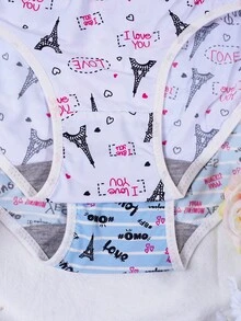 2 Packs Teen Girls' Underwear - Cute Pattern Comfort Soft Breathable Briefs - Multicolor - View 4