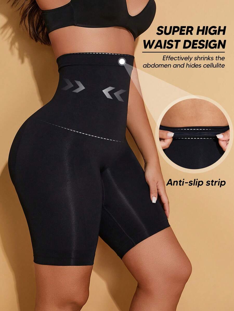 Quần legging định hình bụng màu trơn cỡ lớn cho nữ - màu đen - Xem 1