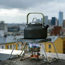 户外露营炉架及轻便茶壶水壶套装，适合背包旅行、户外探险、徒步旅行和露营旅行，便携式折叠烧烤架、烤盘、露营炊具、野餐烹饪露营装备、烧烤配件支架