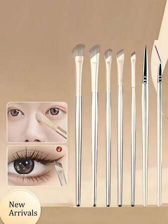 7支/5支/3支/1支多功能眼影刷套装，包含扇形鼻影刷、高光刷、精准眉刷，适合日常妆容、新手、美容院、专业化妆师使用。