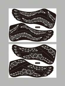 2 Sheets Tattoo Foot Template Set Exquisite Flower Vine Pattern Reusable Temporary Tattoo Template Body Painting Art Tool - Black - View 11