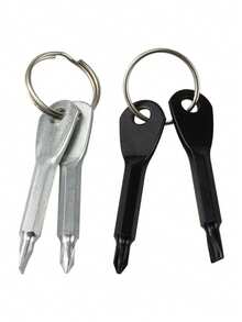 2件套便携式螺丝刀和一字螺丝刀钥匙扣套装 - 露营配件、多功能迷你口袋维修工具、小玩意、汽车配件、包包挂饰、哥特风Y2K圣诞礼物、证件卡挂绳