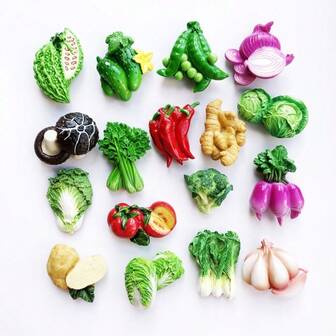 3D蔬菜冰箱贴，创意胡萝卜、生菜、辣椒、生姜、黄瓜冰箱贴纸，适用于冰箱、照片墙、厨房、办公室白板装饰、家居装饰、情人节礼物