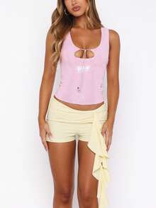 Women Sleeveless Sequin Tank Tops Shiny Sparkly Glitter Crop Shirt Tops Going Out Party Club Rave Top - 粉色 - 查看 5