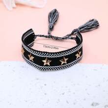 1 pieza Pulsera tejida de moda con tachuelas en forma de estrella - Negro - Ver 4