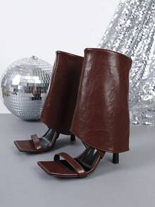 Women's Elegant Strap High Heel Sandals, Suitable For Commuting - Burgundy - View 9