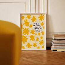 1pc Unframed Canvas Hand-Drawn Style Yellow Flower Motivational Slogan Decor – Fits Cozy Bedroom/Study Wall Decor (All Seasons); Ideal For Cozy Decor Lovers, Motivational Slogan Decor Enthusiasts - Multicolor - View 5