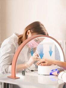 1pc LED Vertical Half-Moon Nail & Eyelash Fill Light - Minimalist Curved Nail & Eyelash Fill Light, USB Powered, White/Pink Light Options, Professional Salon Lighting, Photography Accessory Light