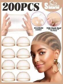 200Pcs Skinlike HD Wig Cap, Invisible And Sheer Breathable Ultra-Thin Stretchy Stocking Caps For Lace Front Wigs - Multicolor - View 10