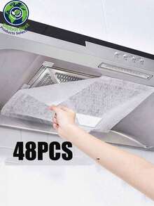 12/24片装一次性高效无烟厨房油烟机滤纸，通用尺寸，带耐用粘性保护膜