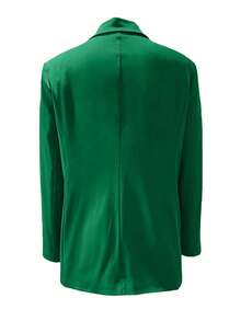 Chaqueta ligera de tejido con botones, de manga larga, cuello solapa y longitud regular, para mujer, color verde, para primavera - Verde - Ver 4