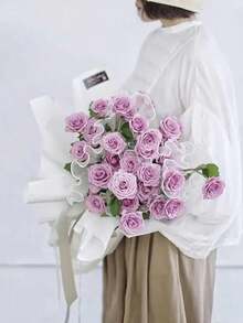 1卷，150英寸/380厘米花卉包装纸，适用于情人节、婚礼、生日和其他场合，可用作花卉包装纸、薄纸、花束包装纸、礼品包装纸、鲜花包装纸、礼品包装、婚礼包装纸和各种场合的装饰品。 - 彩色 - 查看 6