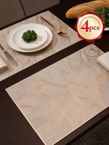 1-12pcs Rectangular Minimalist PVC Placemats, Washable, Easy To Clean, Wipe-Clean, Non-Slip, Dining Table Mats, Sweet Reverie, Elegant Placemats, Dining Table Setting, Kitchen Tabletop Mats, Holiday Wedding Decor - Multicolor - View 11