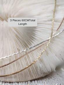 1/3pcs Japanese Style Versatile Metal Fine Chain Accessories, Rose Gold/Silver/Gold Color, 20cm, DIY Jewelry, Nail Art Supplies, Salon Use - Multicolor - View 9