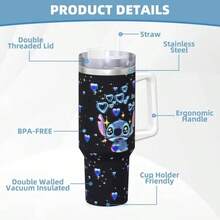 Lilo And Stitchs Tumbler Vacuum Insulated Cartoon Thermal Cup Stainless Steel Double Wall Mugs Bottle, 40oz - 13 + 均碼 - 查看 4