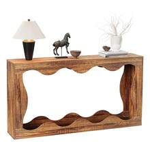 63 Pulgadas Marrón Mesa Consola Estilo Granja Industrial con Almacenamiento para Pasillo, Vestíbulo y Sala - Marrón - Ver 2