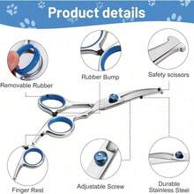 Professional 4-In-1 Cat & Dog Grooming Scissors Set, Round Tip, Sharp & Durable, Grooming Dog Scissors, Includes Straight Scissors, Curved Scissors, Thinning Scissors And Comb, High-End Pet Supplies, Halloween & Christmas Gift - Multicolor - View 6