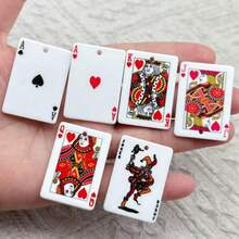10 piezas de dijes de cartas de juego de acrílico lindos, accesorios de resina, cartas de póker impresas con el Joker, adecuados para hacer joyas DIY, collares, pulseras, aretes, cadenas de bolso, llaveros, decoración de cremallera - Multicolor - Ver 1