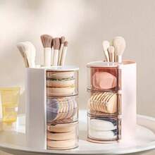 旋转式化妆品收纳盒，防尘梳妆台化妆海绵、化妆刷、口红收纳架 - 彩色 - 查看 11